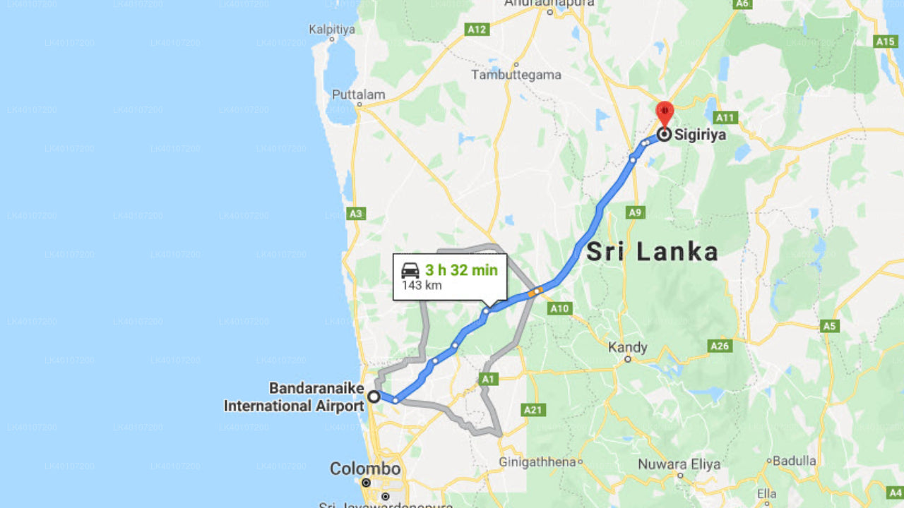 Sigiriya City til Colombo Lufthavn (CMB) Privat overførsel