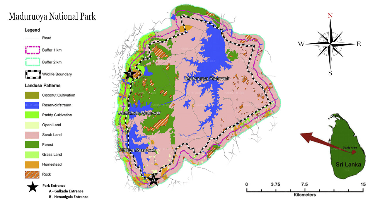 Maduru Oya National Park Privat Safari med Naturforsker