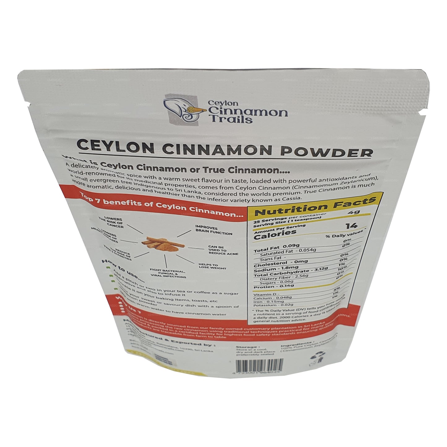 Ceylon Cinnamon Trails Kanelpulver (100g)