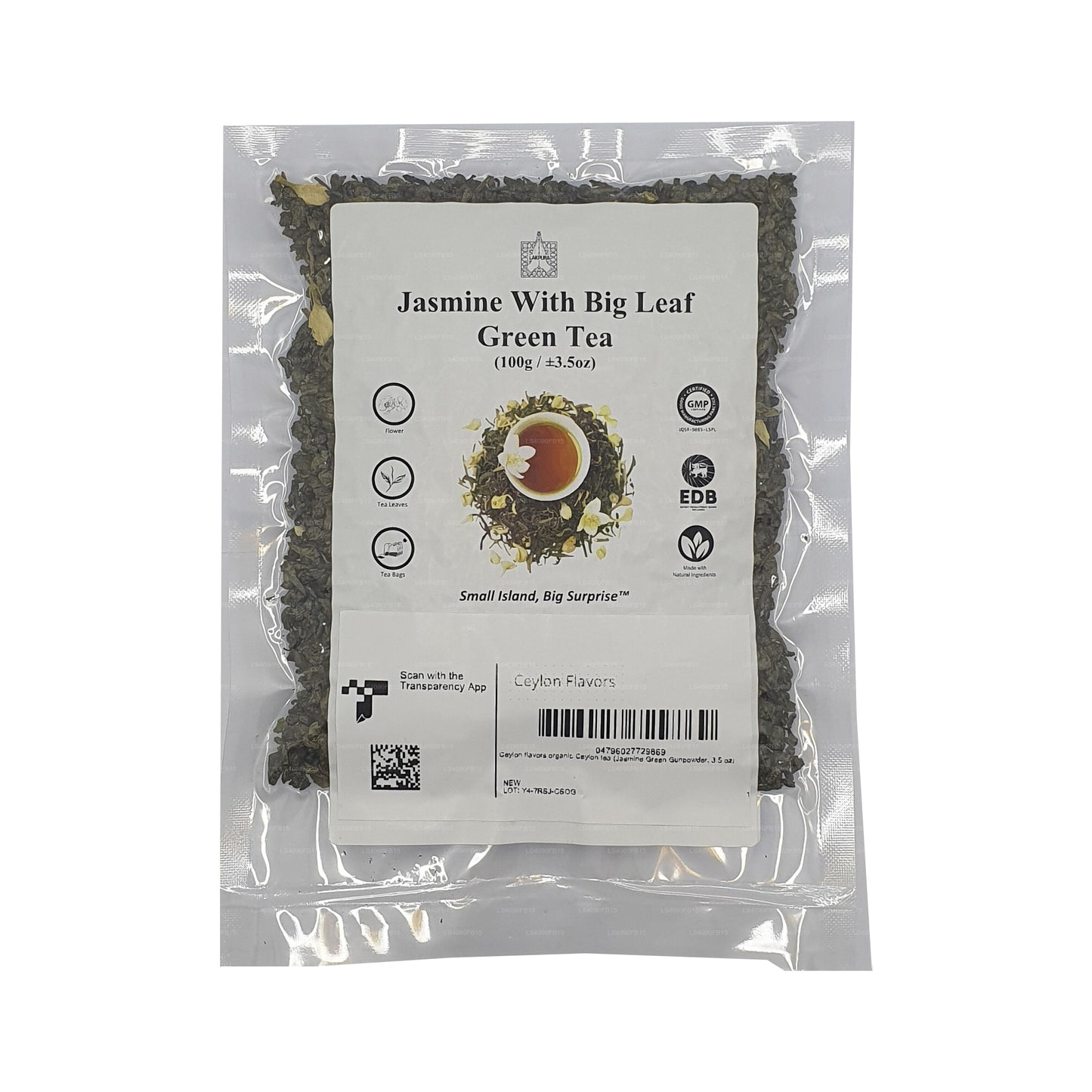 Lakpura Jasmine og Big Leaf Grøn Te (100g)