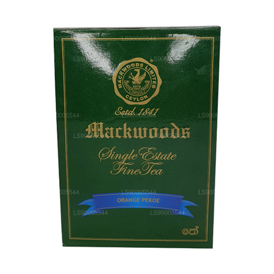 Mackwoods enkelt ejendom, løst blad, orange pekoe (op) i en karton (100 g)