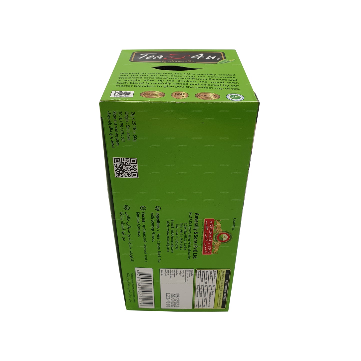 Tea4U sort te med soursop (50g) 25 teposer