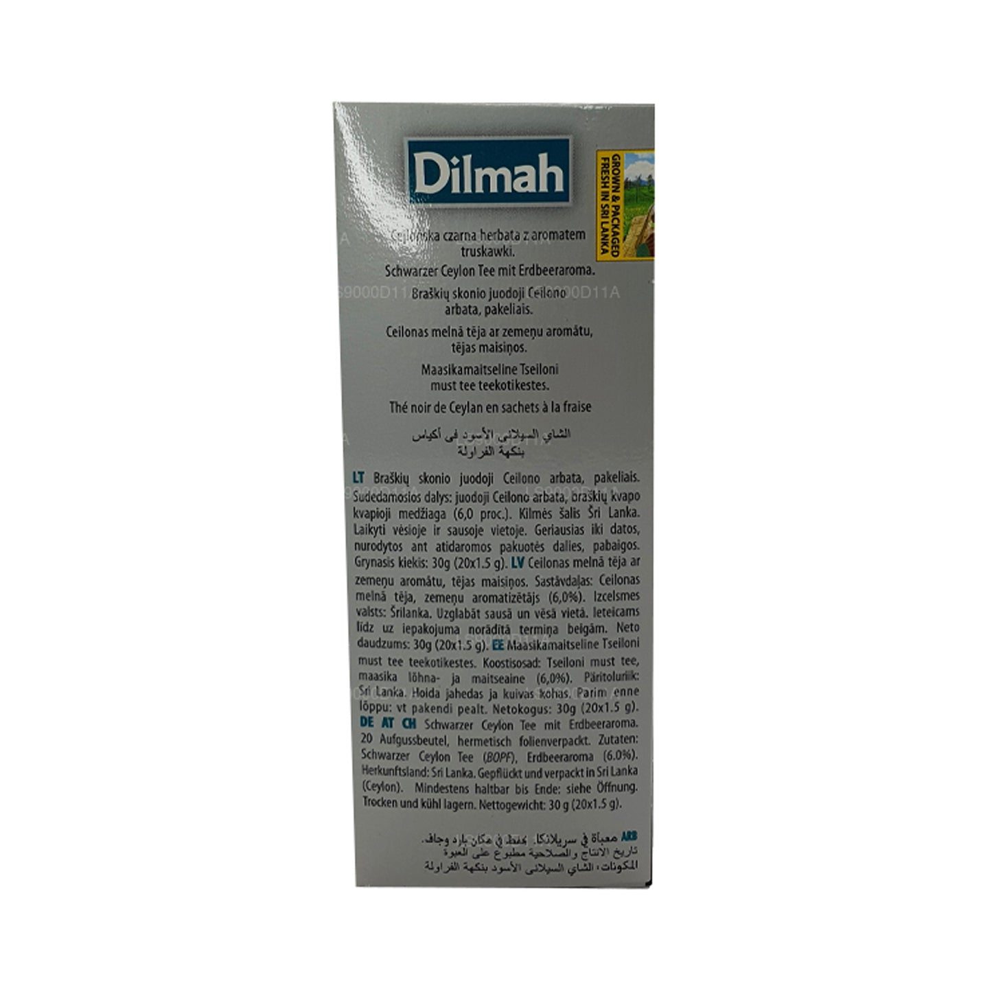 Dilmah jordbær aromatiseret Ceylon sort te (30g) 20 teposer