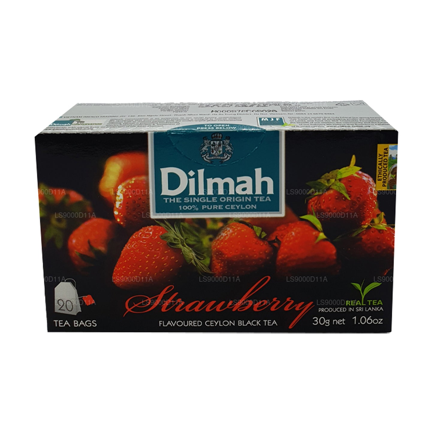 Dilmah jordbær aromatiseret Ceylon sort te (30g) 20 teposer