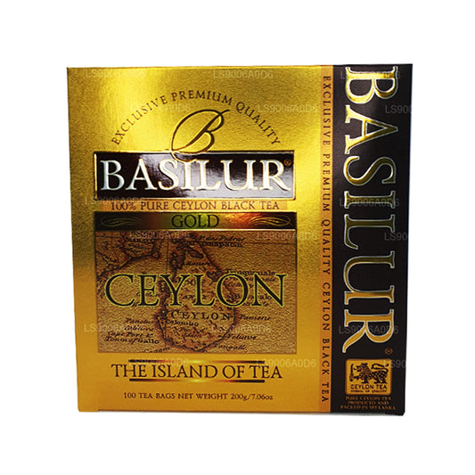Basilur Island of Gold Eksklusiv Premium Kvalitet Ceylon sort te (200g) 100 teposer