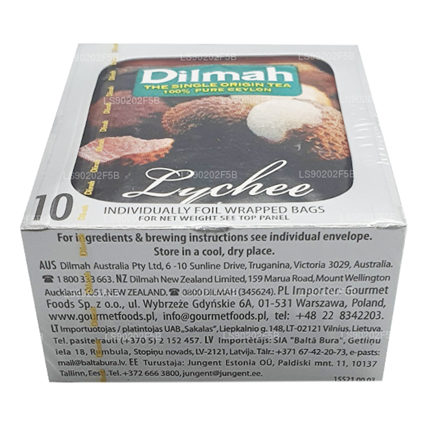 Dilmah Lychee aromatiseret Ceylon sort te (20g) 10 teposer