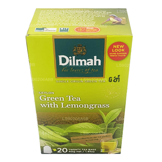 Dilmah Pure Ceylon grøn te med citrongræs te (40g) 20 teposer
