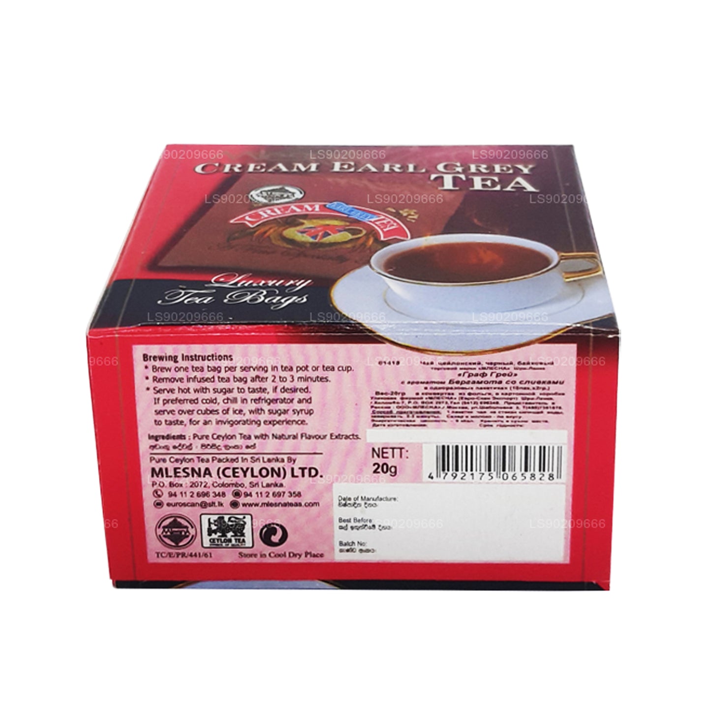 Mlesna Cream Earl Grey Te (20g) 10 Luksus Teposer