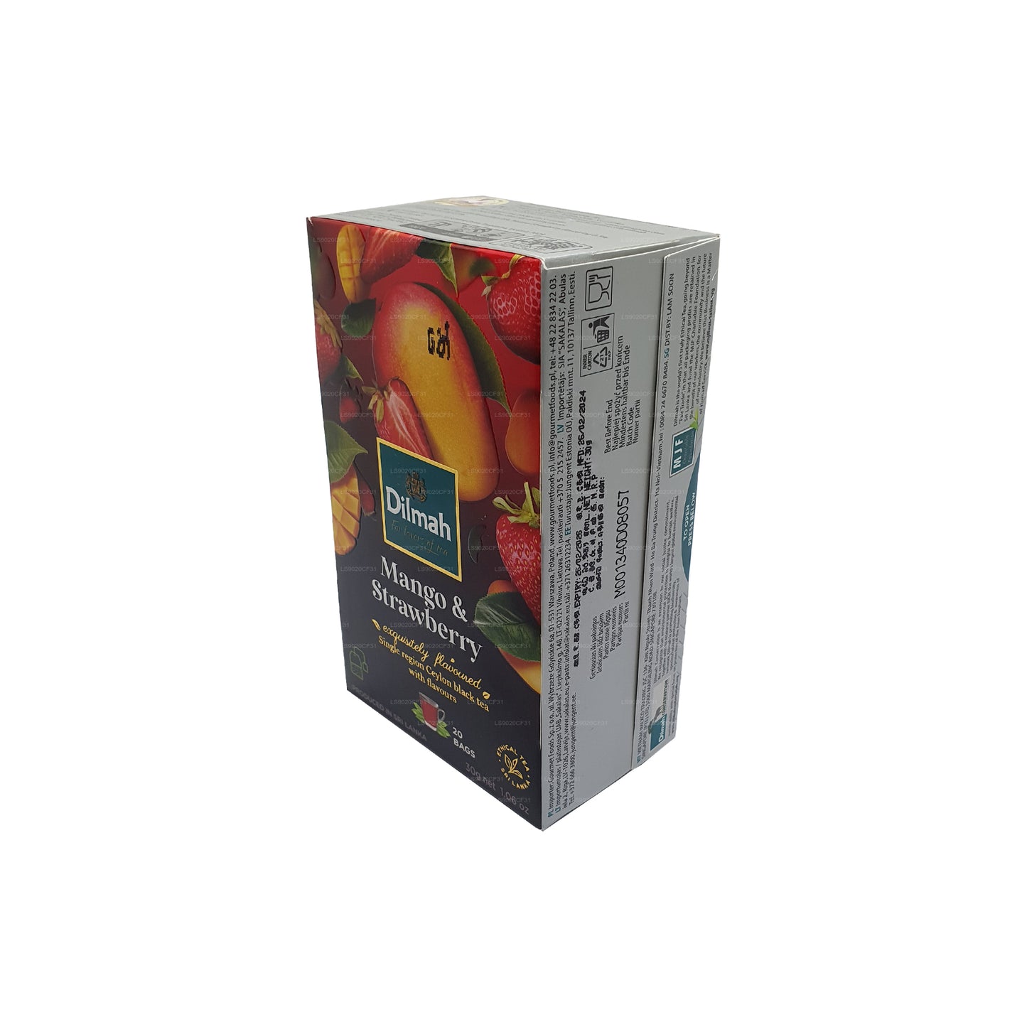 Dilmah Mango og jordbær aromatiseret te (30 g) 20 teposer