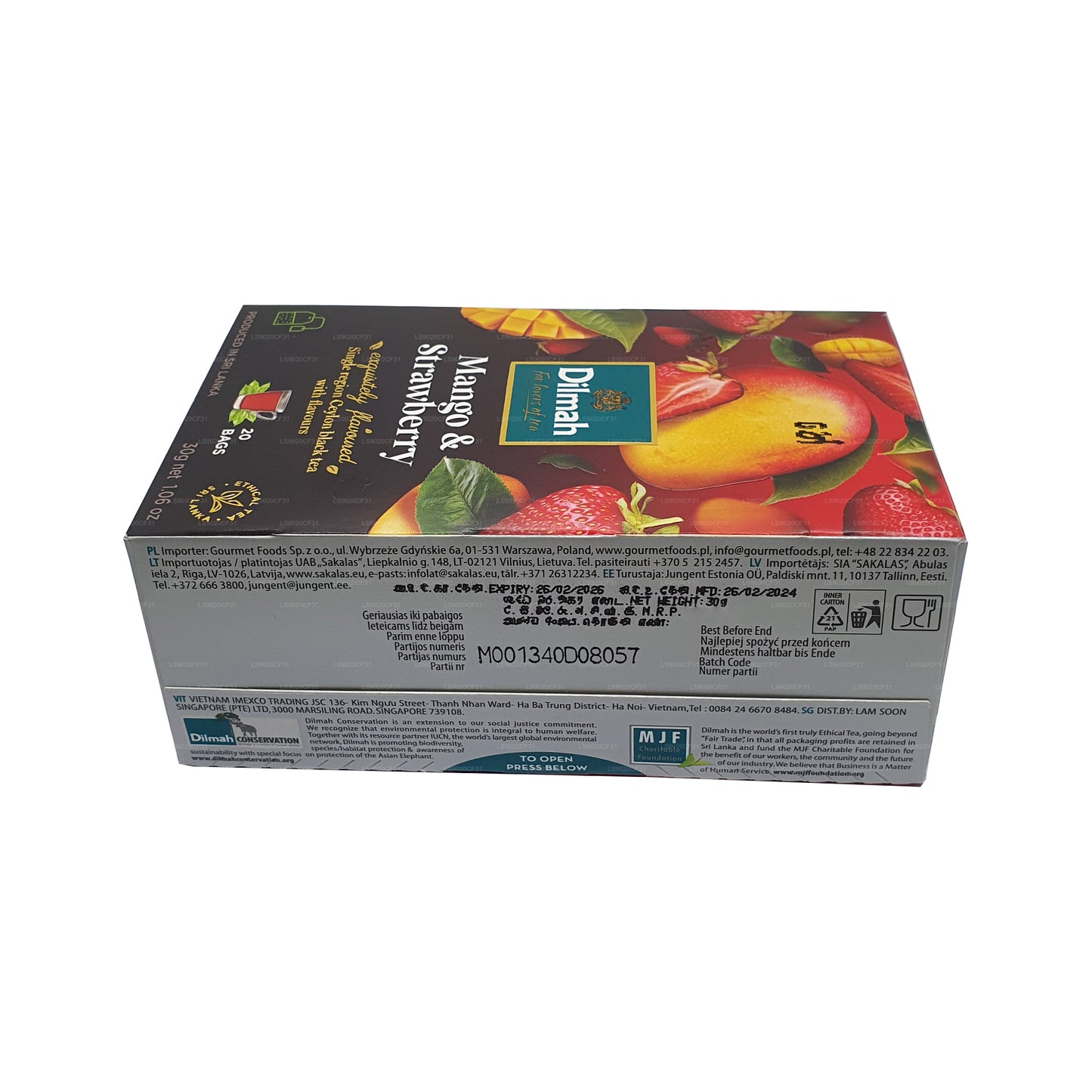 Dilmah Mango og jordbær aromatiseret te (30 g) 20 teposer