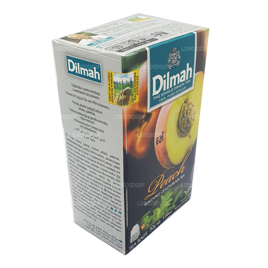 Dilmah fersken aromatiseret Ceylon sort te (30 g) 20 teposer