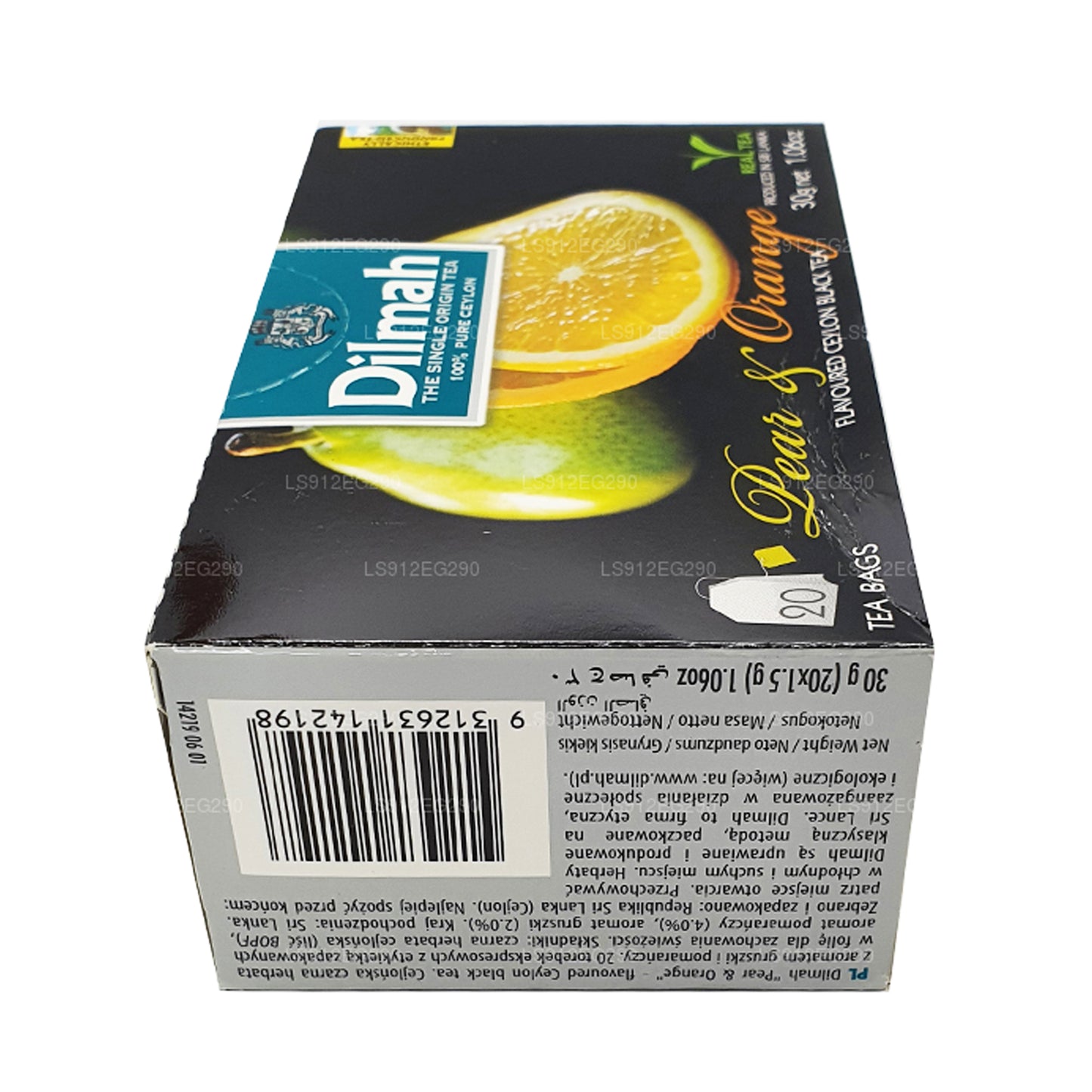 Dilmah pære og orange aromatiseret Ceylon sort te (30 g) 20 teposer