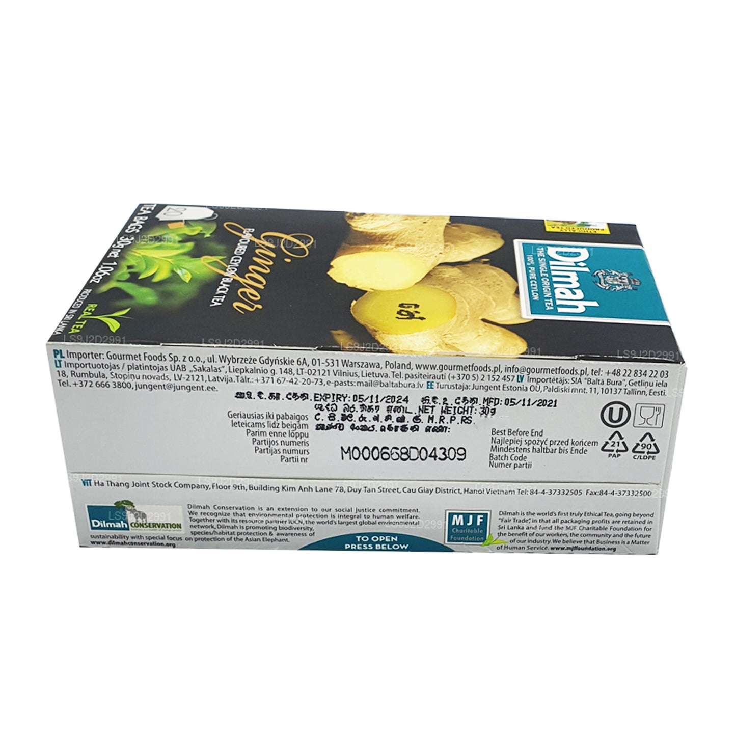 Dilmah ingefær aromatiseret sort te (30 g) 20 teposer