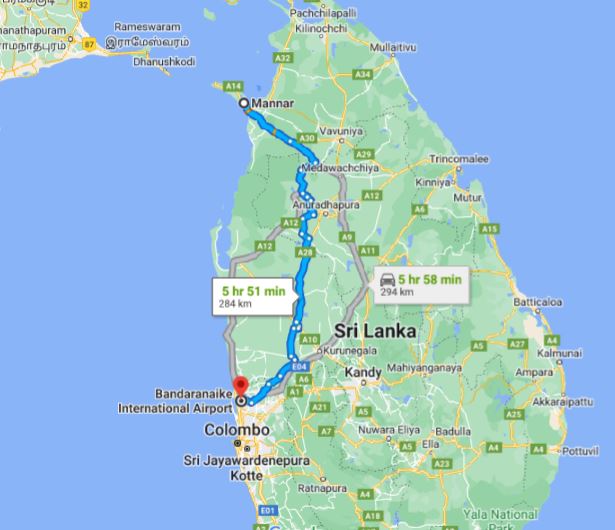 Mannar City til Colombo Lufthavn (CMB) Privat overførsel