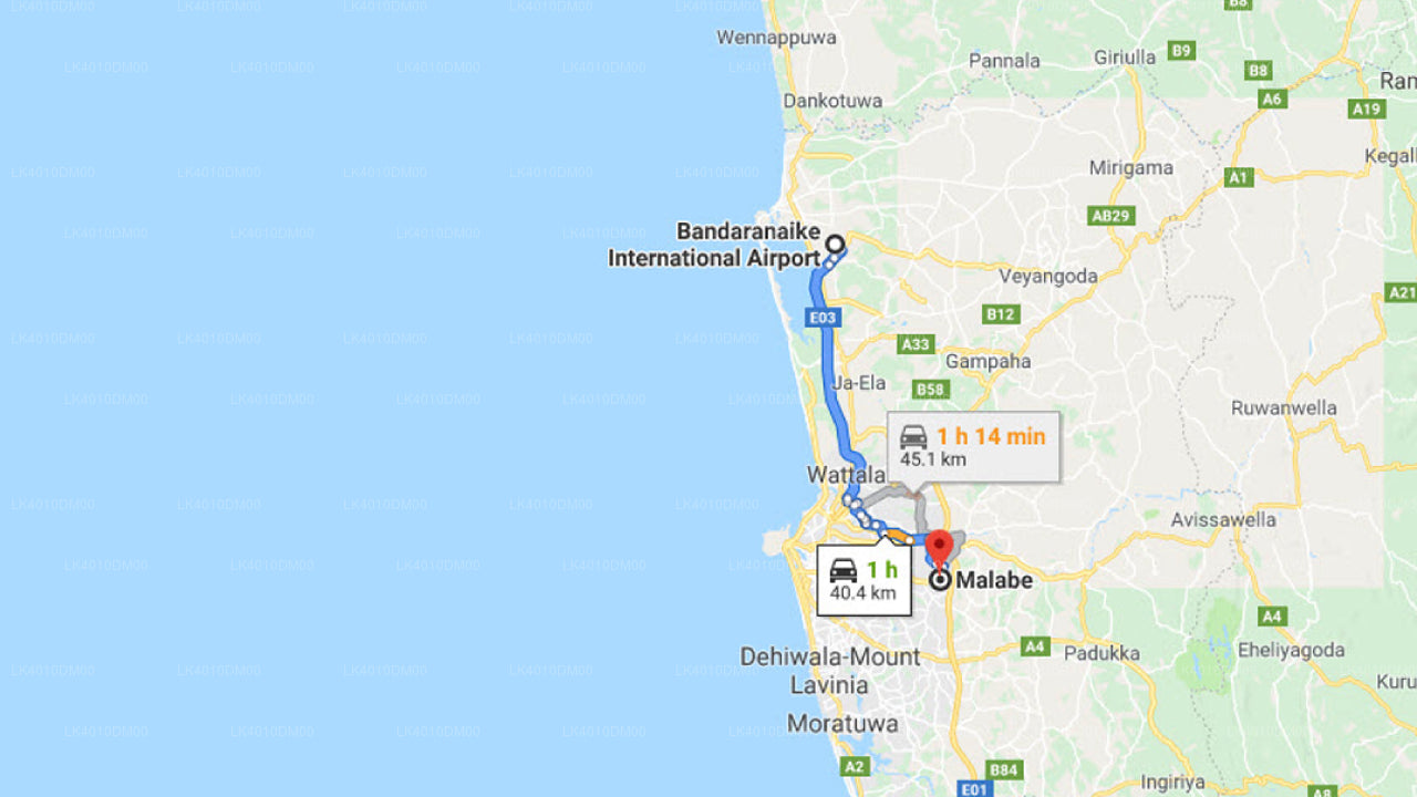 Colombo Airport (CMB) to Malabe City Private Transfer