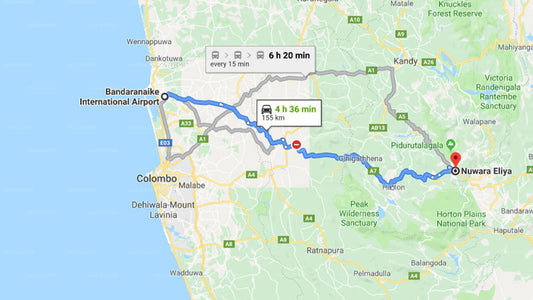 Transfer between Colombo Airport (CMB) and Jetwing Warwick Gardens, Nuwara Eliya