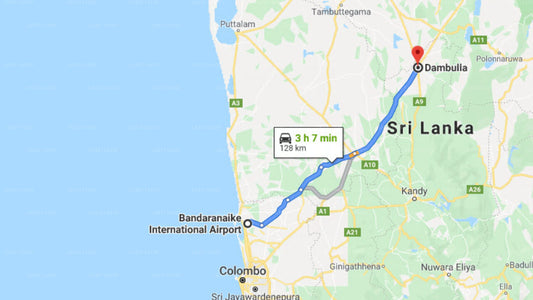 Transfer between Colombo Airport (CMB) and Pleasure Island Boat Service, Dambulla