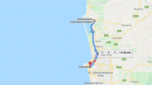 Transfer between Colombo Airport (CMB) and Lavinia Residencies, Colombo