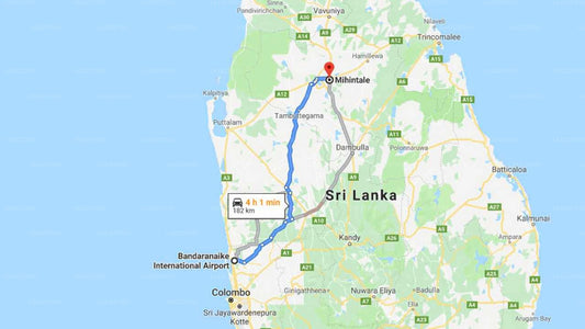 Transfer between Colombo Airport (CMB) and Hotel Dharshana, Mihintale