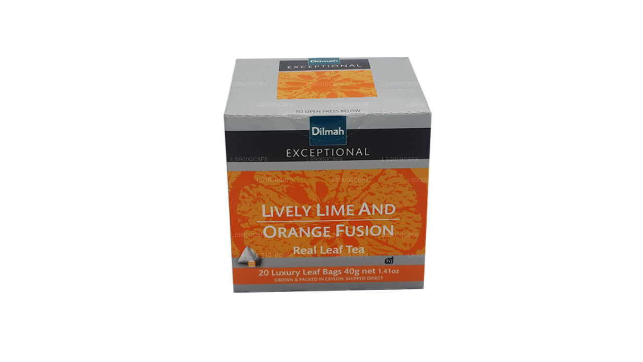 Dilmah ekstraordinær livlig kalk og orange fusion ægte blade te (40g) 20 teposer