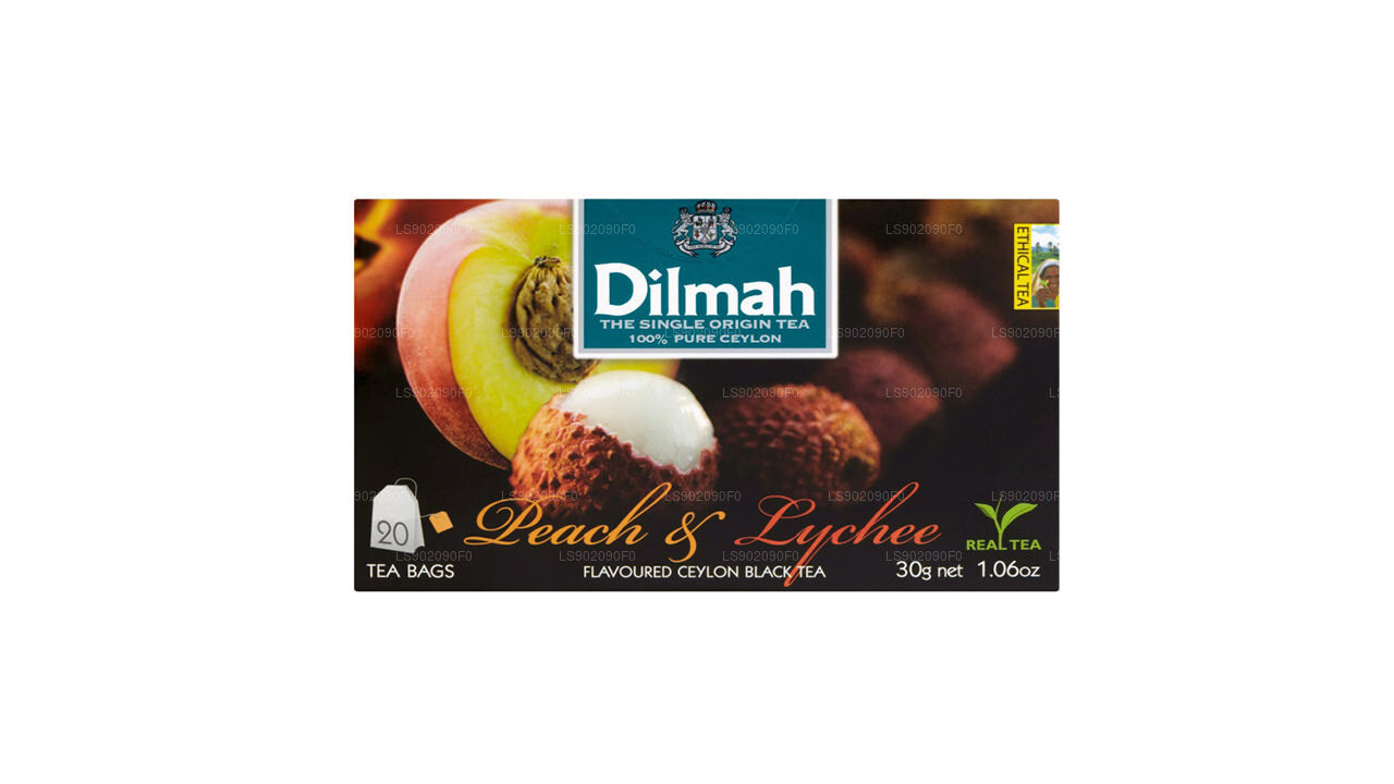 Dilmah fersken og Lychee aromatiseret te (30 g) 20 teposer